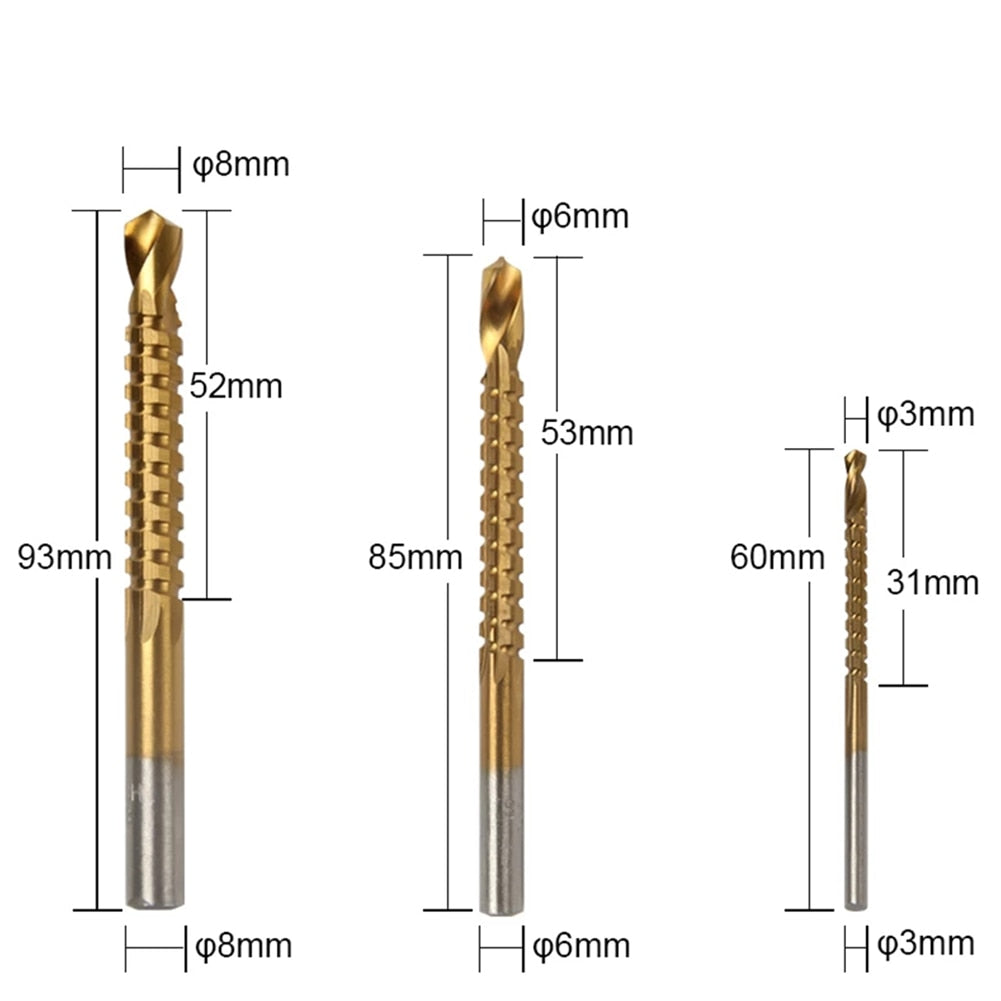 Kit completo de 6 brocas de titanio escalonadas