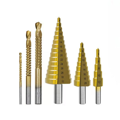 Kit completo de 6 brocas de titanio escalonadas
